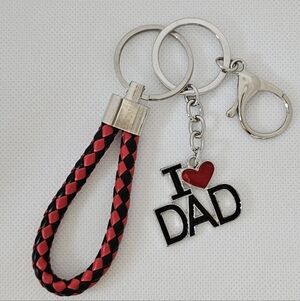 "I ❤️ Dad" Keychain Bag Charm w/ Black & Red Handle ~ Father's Day 🎁👨